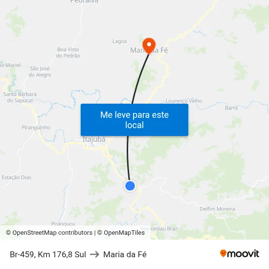 Br-459, Km 176,8 Sul to Maria da Fé map