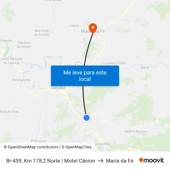 Br-459, Km 178,2 Norte | Motel Cânion to Maria da Fé map