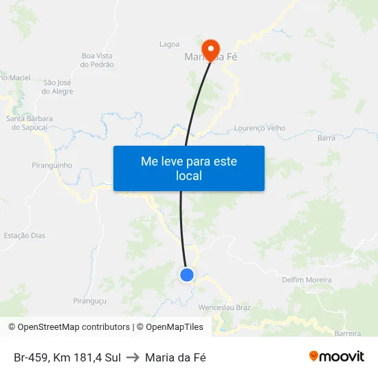 Br-459, Km 181,4 Sul to Maria da Fé map
