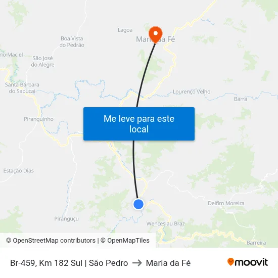Br-459, Km 182 Sul | São Pedro to Maria da Fé map