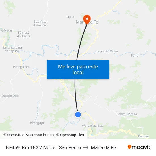 Br-459, Km 182,2 Norte | São Pedro to Maria da Fé map
