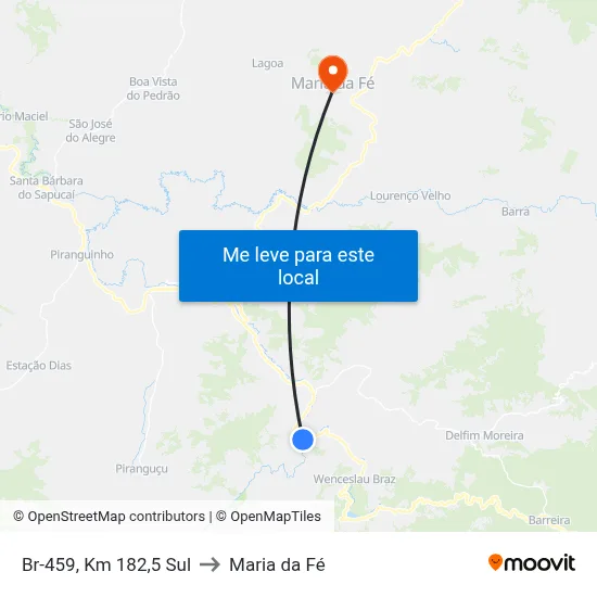 Br-459, Km 182,5 Sul to Maria da Fé map