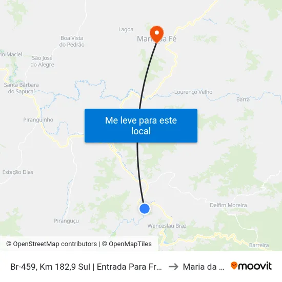 Br-459, Km 182,9 Sul | Entrada Para Freire to Maria da Fé map