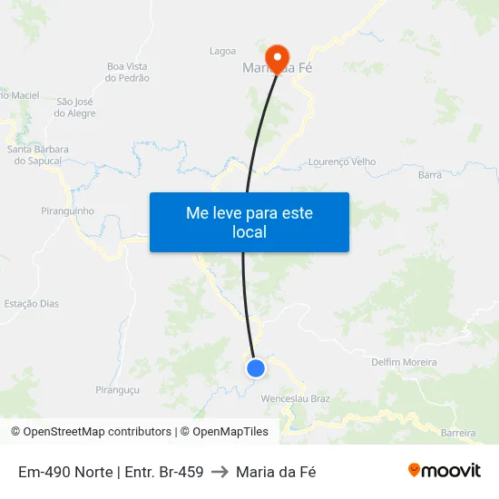 Em-490 Norte | Entr. Br-459 to Maria da Fé map