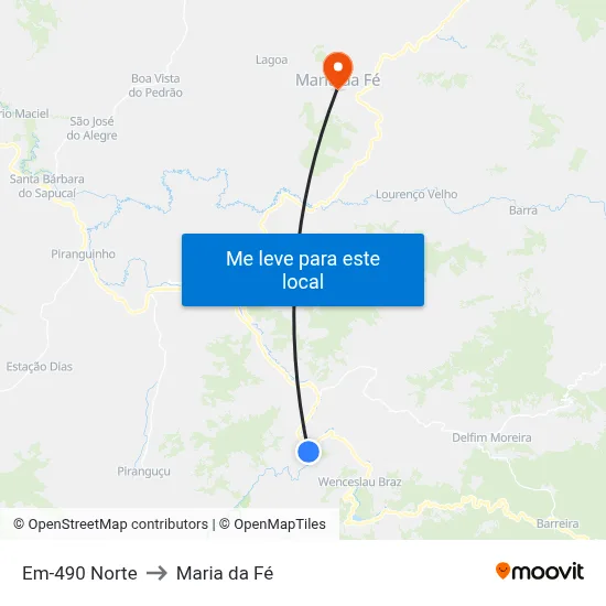 Em-490 Norte to Maria da Fé map