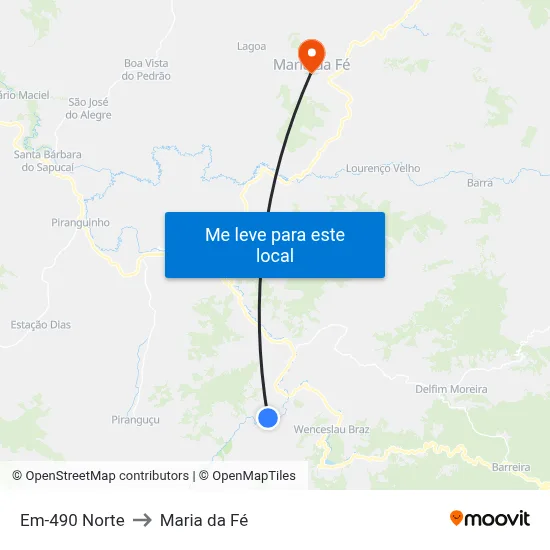 Em-490 Norte to Maria da Fé map