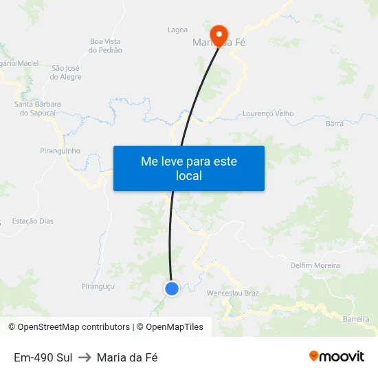 Em-490 Sul to Maria da Fé map