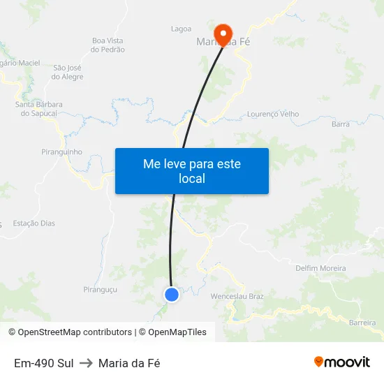 Em-490 Sul to Maria da Fé map