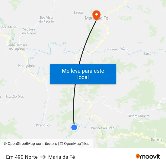 Em-490 Norte to Maria da Fé map