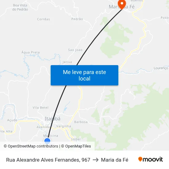 Rua Alexandre Alves Fernandes, 967 to Maria da Fé map