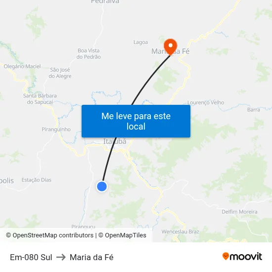 Em-080 Sul to Maria da Fé map