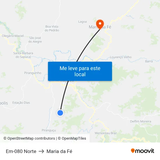 Em-080 Norte to Maria da Fé map