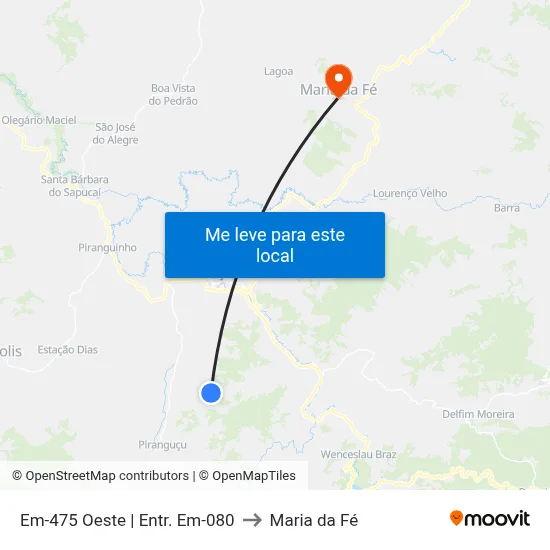 Em-475 Oeste | Entr. Em-080 to Maria da Fé map