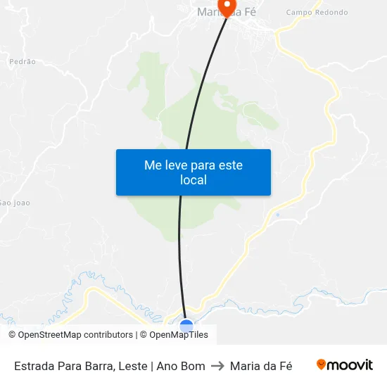 Estrada Para Barra, Leste | Ano Bom to Maria da Fé map
