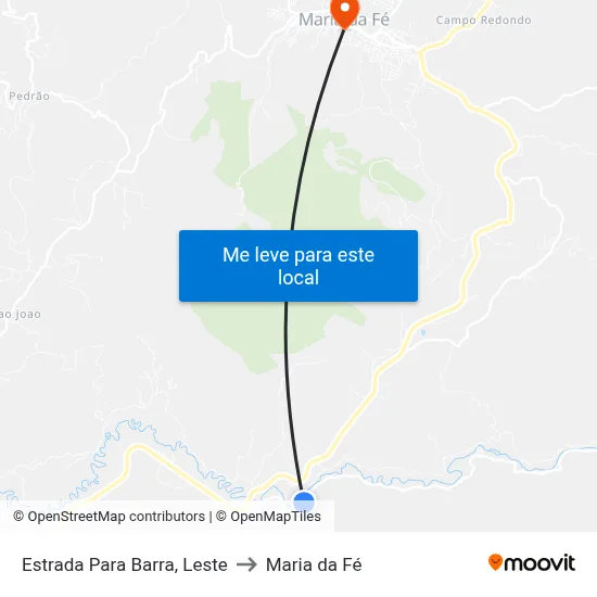 Estrada Para Barra, Leste to Maria da Fé map