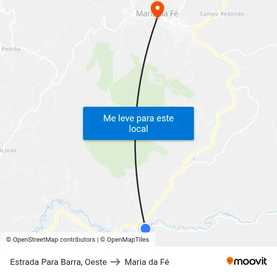 Estrada Para Barra, Oeste to Maria da Fé map