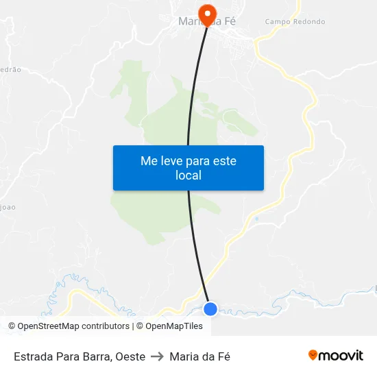 Estrada Para Barra, Oeste to Maria da Fé map