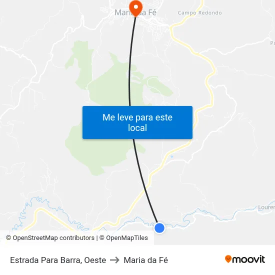 Estrada Para Barra, Oeste to Maria da Fé map