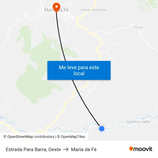 Estrada Para Barra, Oeste to Maria da Fé map