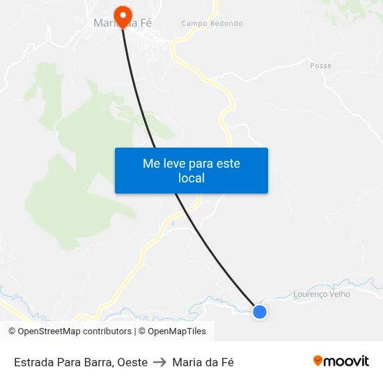 Estrada Para Barra, Oeste to Maria da Fé map