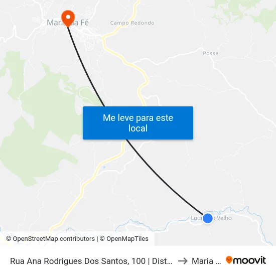 Rua Ana Rodrigues Dos Santos, 100 | Distrito De Lourenço Velho to Maria da Fé map