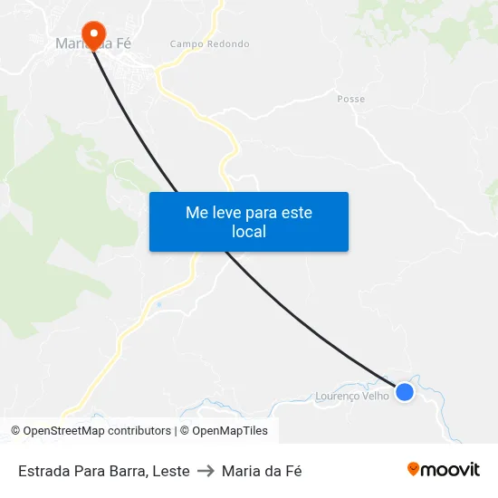 Estrada Para Barra, Leste to Maria da Fé map