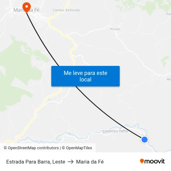 Estrada Para Barra, Leste to Maria da Fé map