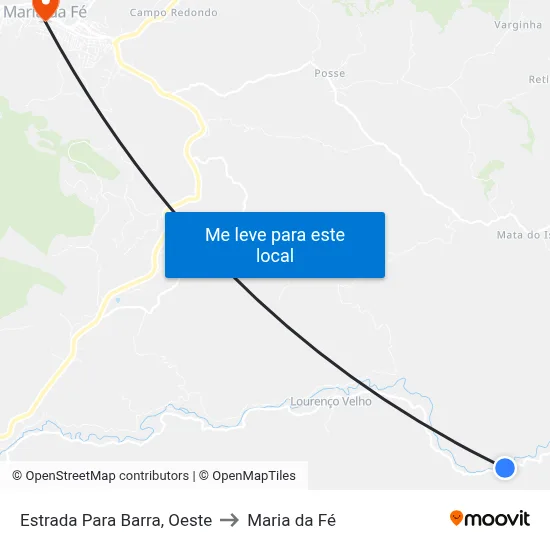 Estrada Para Barra, Oeste to Maria da Fé map