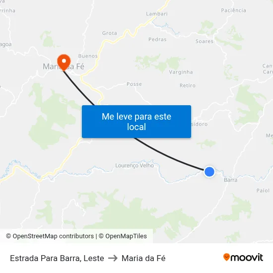 Estrada Para Barra, Leste to Maria da Fé map