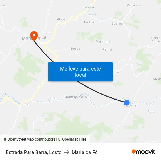 Estrada Para Barra, Leste to Maria da Fé map