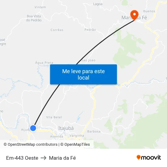 Em-443 Oeste to Maria da Fé map
