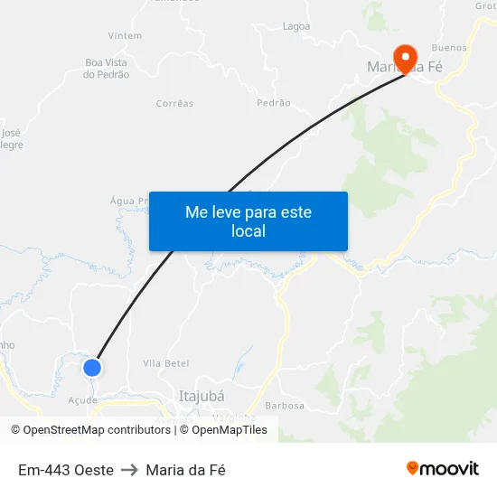 Em-443 Oeste to Maria da Fé map