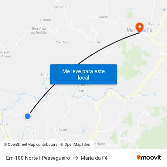 Em-180 Norte | Pessegueiro to Maria da Fé map