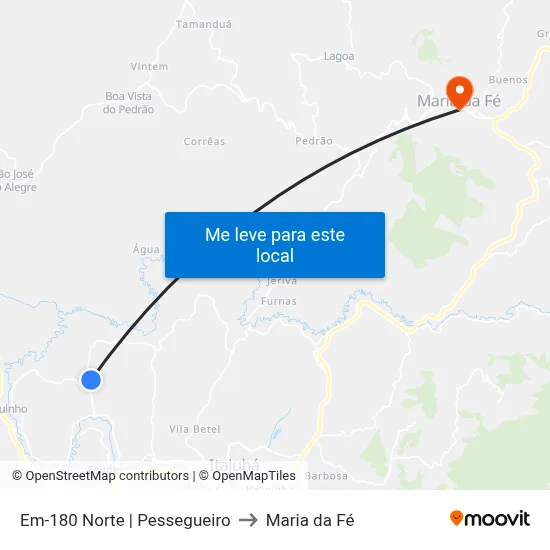 Em-180 Norte | Pessegueiro to Maria da Fé map