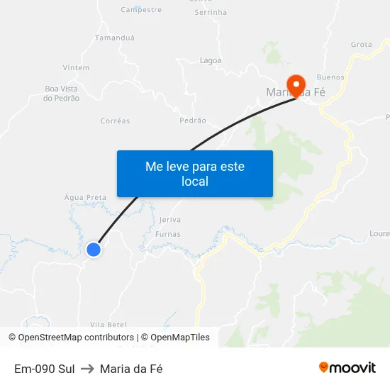 Em-090 Sul to Maria da Fé map