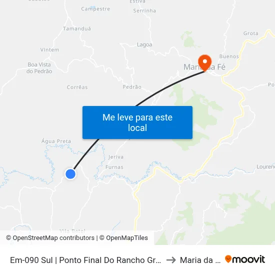Em-090 Sul | Ponto Final Do Rancho Grande to Maria da Fé map