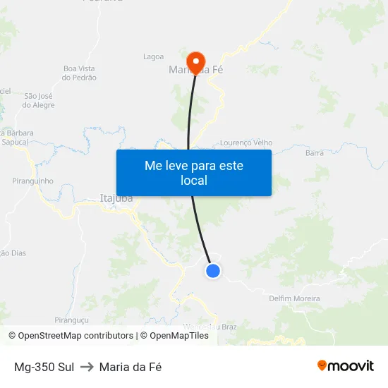 Mg-350 Sul to Maria da Fé map