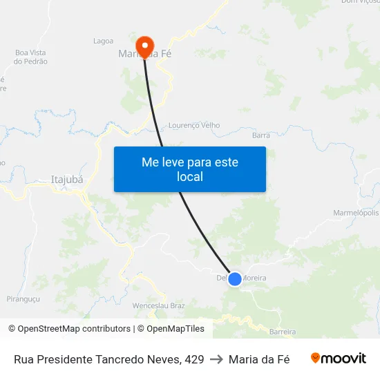 Rua Presidente Tancredo Neves, 429 to Maria da Fé map
