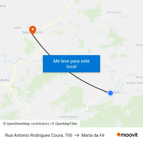 Rua Antonio Rodrigues Coura, 700 to Maria da Fé map