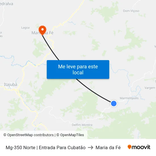 Mg-350 Norte | Entrada Para Cubatão to Maria da Fé map