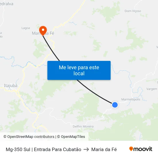 Mg-350 Sul | Entrada Para Cubatão to Maria da Fé map