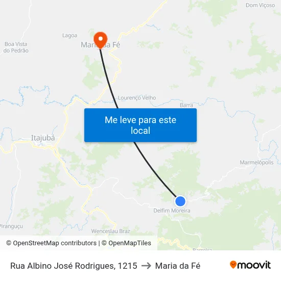 Rua Albino José Rodrigues, 1215 to Maria da Fé map