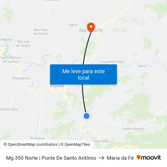 Mg-350 Norte | Ponte De Santo Antônio to Maria da Fé map