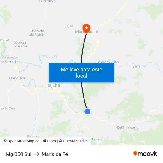 Mg-350 Sul to Maria da Fé map