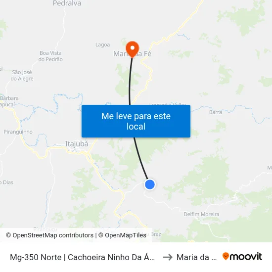 Mg-350 Norte | Cachoeira Ninho Da Águia to Maria da Fé map