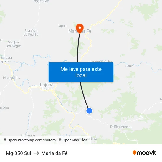 Mg-350 Sul to Maria da Fé map