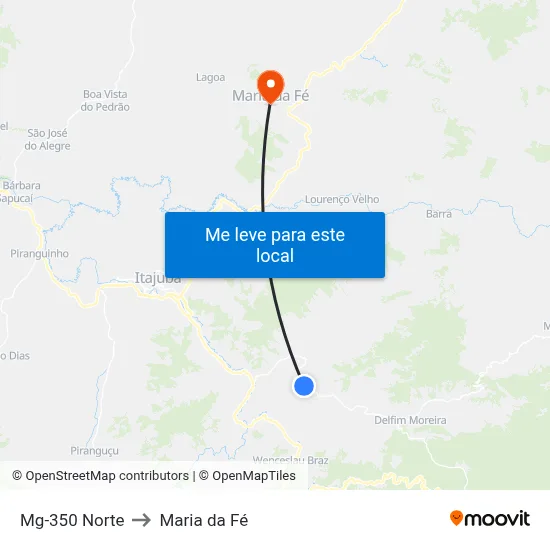 Mg-350 Norte to Maria da Fé map