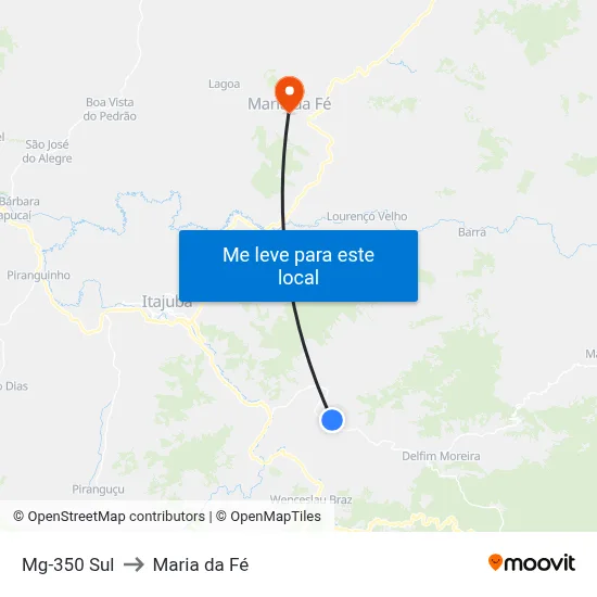 Mg-350 Sul to Maria da Fé map