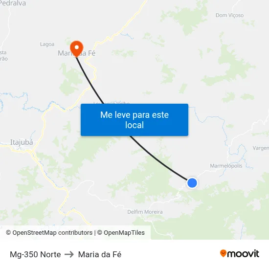 Mg-350 Norte to Maria da Fé map