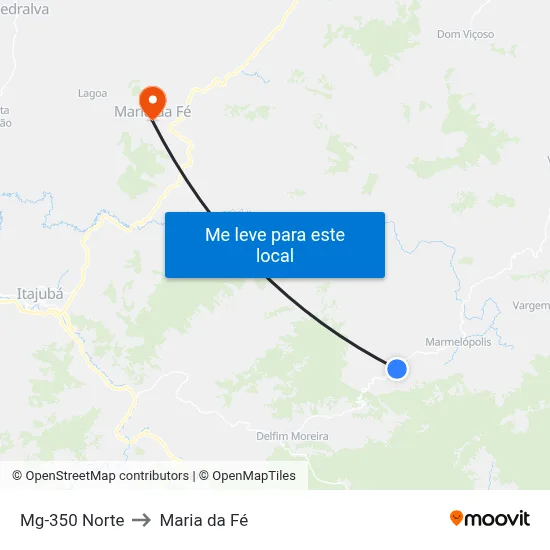 Mg-350 Norte to Maria da Fé map